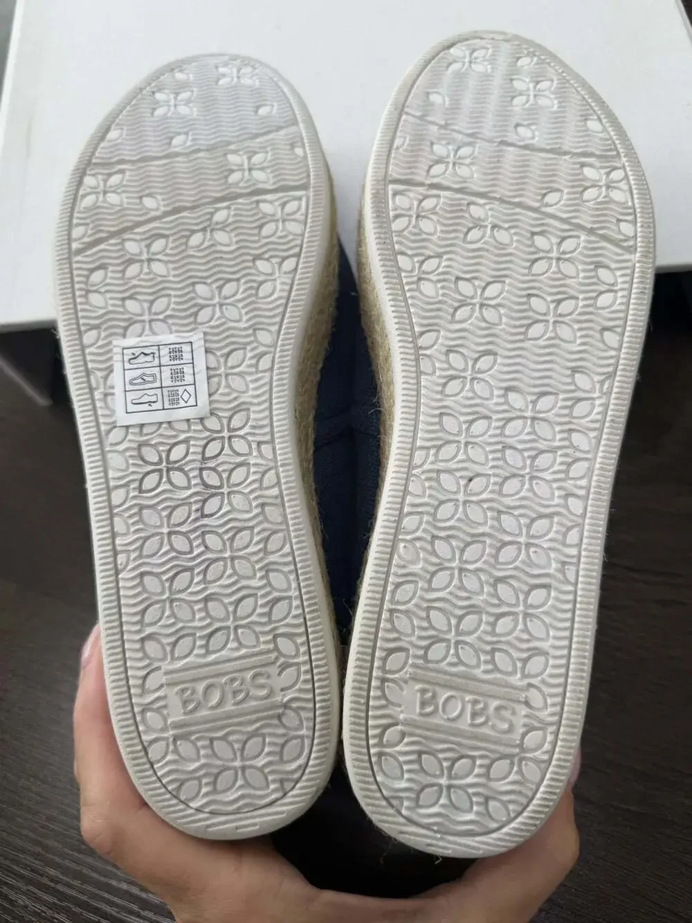 BOBS Skechers Women’s Size 7 Navy Canvas Espadrille Platform Slip On Shoes